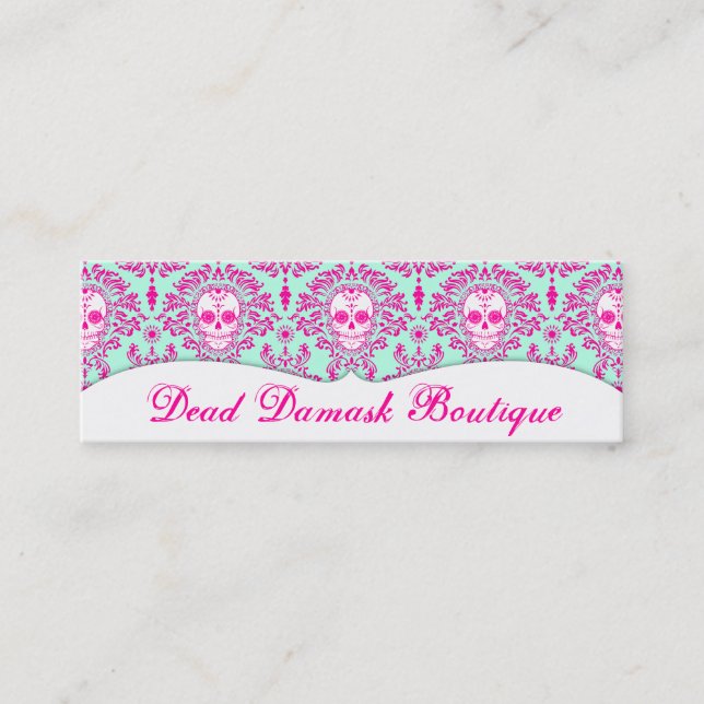 Dead Damask - Custom Skinny Sugar Skull Bizcards Mini Business Card (Front)