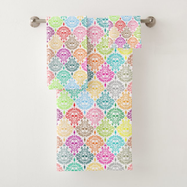 Dead Damask Festive Colourful Sugar Skull Bath Set (Insitu)