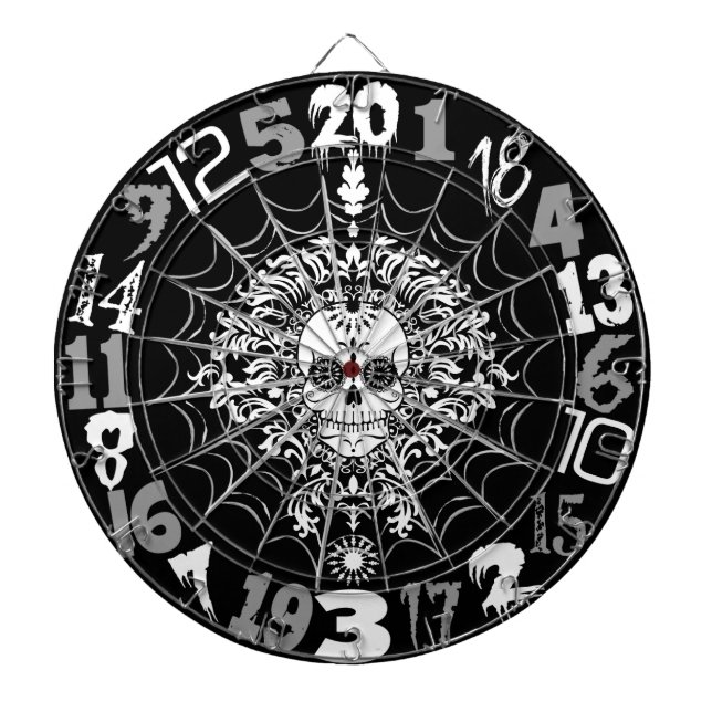Dead Damask - Sugar Skull  & Spider Web Dartboard (Front)