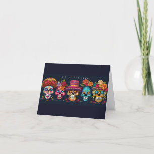 Dead Day Party Sugar Skull Halloween Holiday Thank You Card