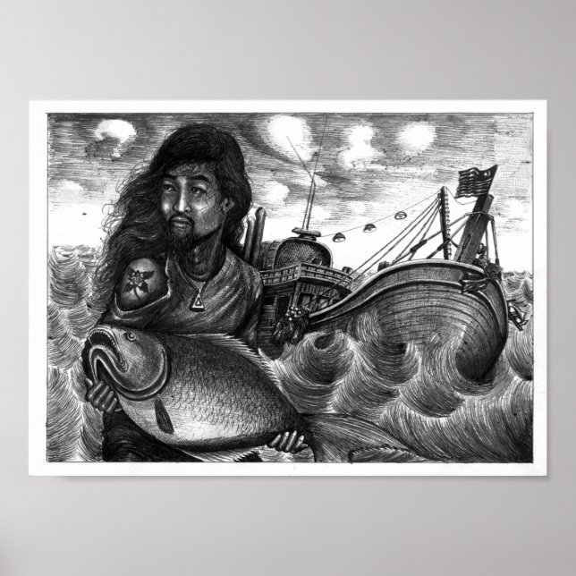 Dead Eye Poster of Vannak Holding a Large Fish (Front)