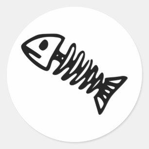 Dead Fish Skeleton Skull Bones Fossil Classic Round Sticker