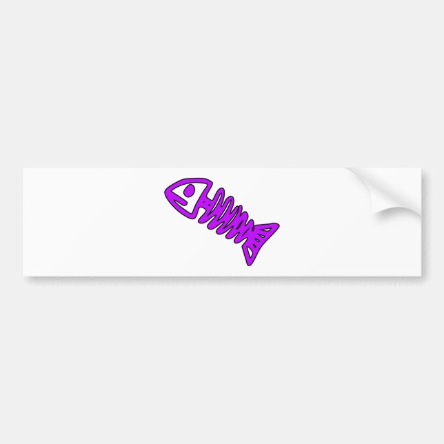 Dead Fish Skeleton Skull Bones Fossil Purple Bumper Sticker (Front)