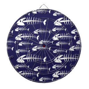 Dead Fish Skeleton White Bones Fishing Humour Dartboard