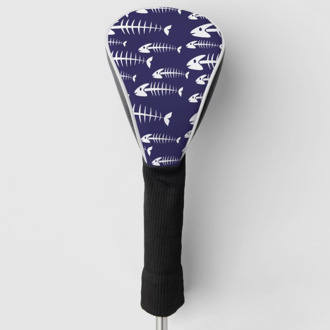 Dead Fish Skeleton White Bones Fishing Humour Golf Head Cover (Front)