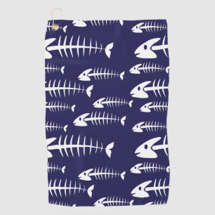 Dead Fish Skeleton White Bones Fishing Humour Golf Towel