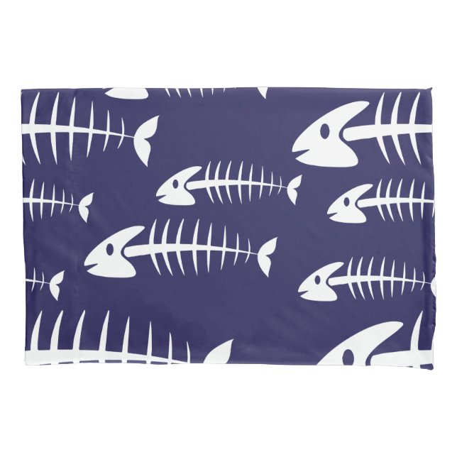 Dead Fish Skeleton White Bones Fishing Humour Pillowcase (Front)