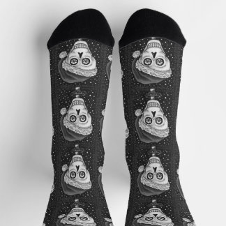 DEAD HEAD SANTA SKULL, CHRISTMAS SKELETON HUMOR SOCKS