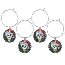 DEAD HEAD SANTA SKULL, CHRISTMAS SKELETON HUMOR