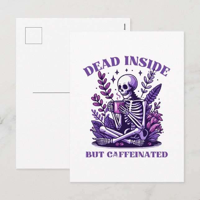 Dead Inside But Caffeinated Holiday Postcard (Front/Back)