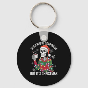 Dead Inside But Festive_ Skeleton Christmas Coco X Key Ring