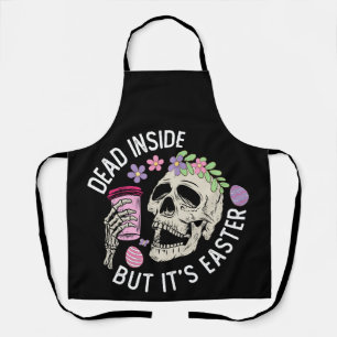 Dead Inside But It's Easter Skull Coffee Eggs Apron