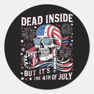 Dead Inside But It's The 4th Of July Skeleton Classic Round Sticker