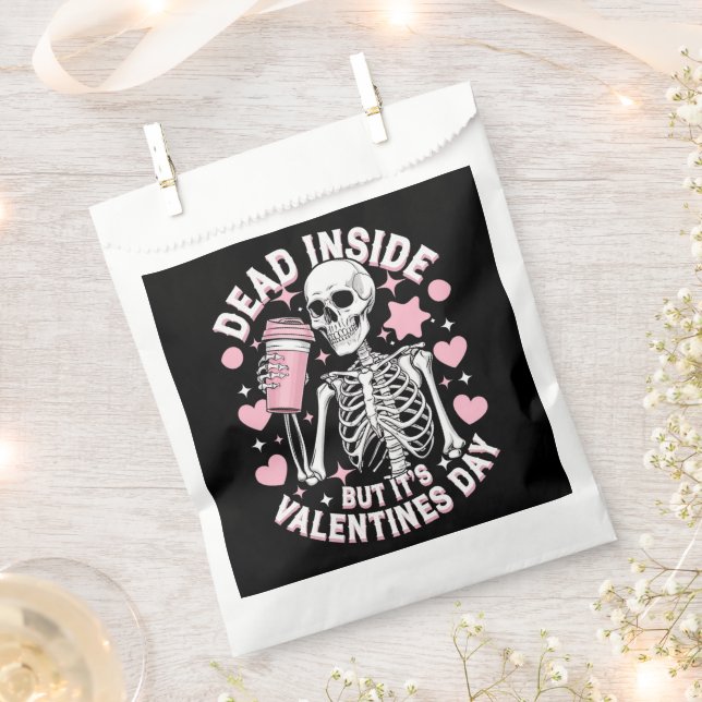 Dead Inside But It's Valentines Day Funny Skeleton Favour Bag (Clipped)