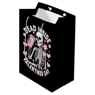 Dead Inside But It's Valentines Day Funny Skeleton Medium Gift Bag