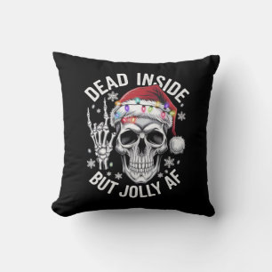 Dead Inside But Jolly AF Christmas Gift Skeleton Cushion