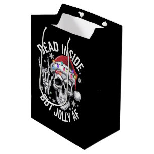Dead Inside But Jolly AF Christmas Gift Skeleton Medium Gift Bag