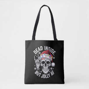 Dead Inside But Jolly AF Christmas Gift Skeleton Tote Bag