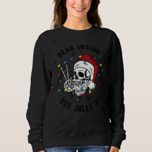Dead Inside But Jolly AF Funny Santa Skull Christm Sweatshirt