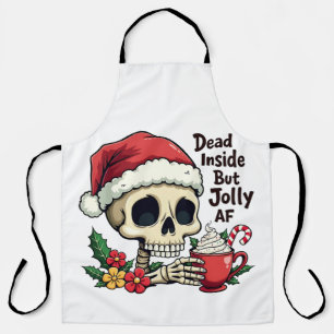 Dead Inside but Jolly AF Hot Cacoa Latte Xmas Skul Apron
