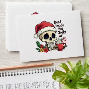 Dead Inside but Jolly AF Hot Cacoa Latte Xmas Skul Envelope
