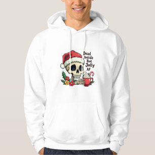 Dead Inside but Jolly AF Hot Cacoa Latte Xmas Skul Hoodie