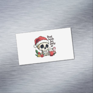 Dead Inside but Jolly AF Hot Cacoa Latte Xmas Skul Magnetic Business Card