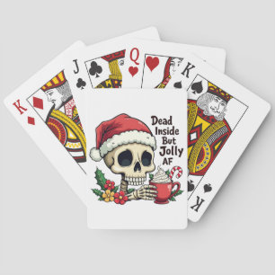 Dead Inside but Jolly AF Hot Cacoa Latte Xmas Skul Playing Cards