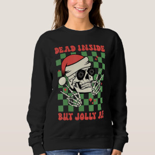 Dead Inside But Jolly AF  Skull Santa Hat Christma Sweatshirt