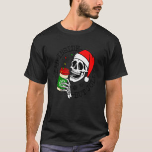Dead Inside But Jolly Skeleton Coffee Drinking Chr T-Shirt