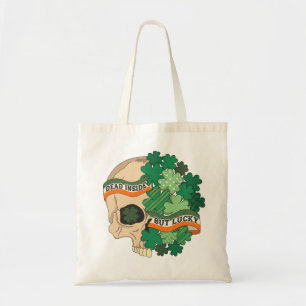 Dead Inside But Lucky - Sugar Skull and Clover Tote Bag