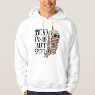 Dead Inside But Spiced Halloween Skeleton Hoodie