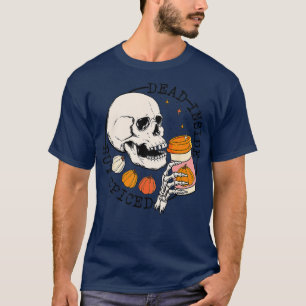 Dead Inside But Spiced Skeleton Retro Pumpkin Than T-Shirt