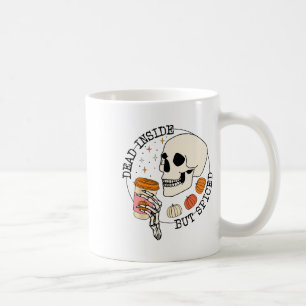 Dead Inside But Spiced Skull Drink Pumpkin Thanksg Coffee Mug