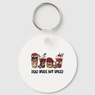 Dead Inside But Spiced Thankful Thanksgiving Fall Key Ring