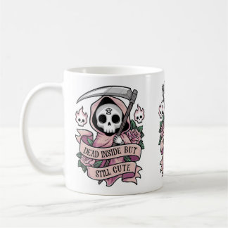 Dead inside but still cute reaper coffee mug