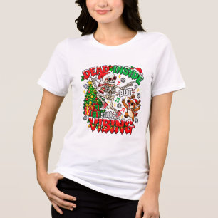 Dead Inside But Still Vibing Christmas Skeleton Tri-Blend Shirt