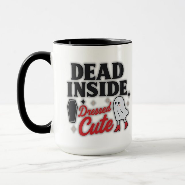 Dead Inside, Dressed Cute – Funny Ghost Mug (Left)