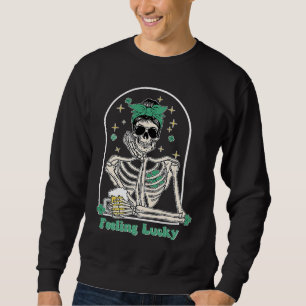 Dead Inside Feeling Lucky Skeleton Shamrocks Patri Sweatshirt