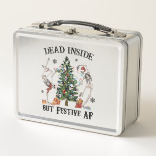 Dead Inside Funny Christmas Metal Lunch Box