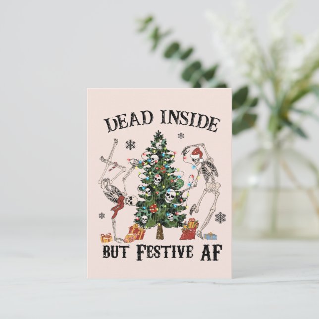 Dead Inside | Funny Christmas Postcard (Standing Front)