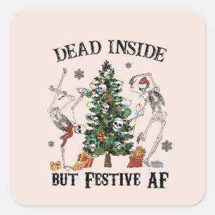 Dead Inside Funny Christmas Square Square Sticker