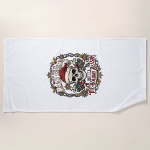 Dead Inside Holiday Season Christmas Skull Santa H Beach Towel