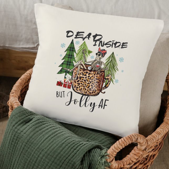 Dead Inside Jolly AF Funny Christmas Cushion (Creator Uploaded)