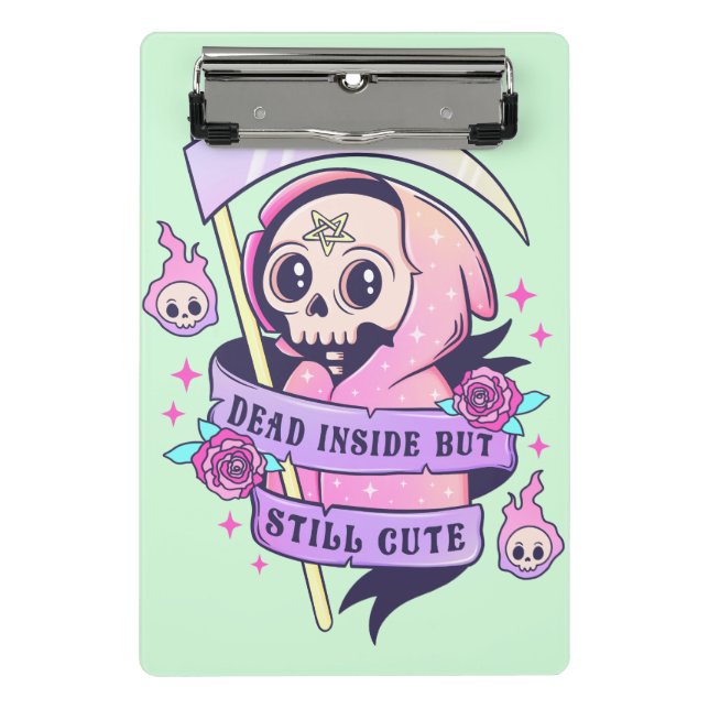 Dead Inside Pastel Goth Grim Reaper Mini Clipboard (Front)