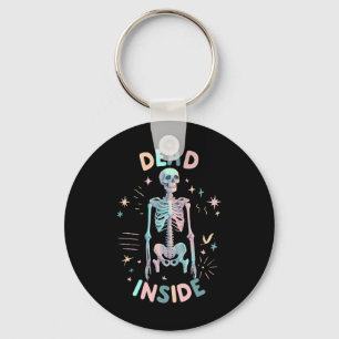 Dead Inside Skeleton Casual Halloween Graphic Wome Key Ring