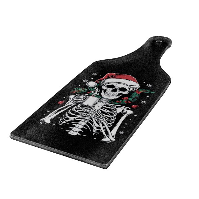 Dead Inside Skeleton Christmas Coffee Lover Gift  Cutting Board (Corner)