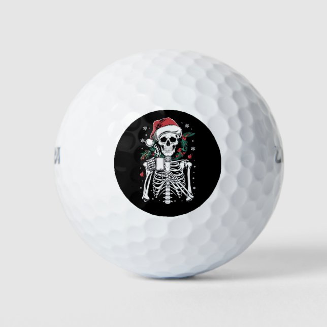 Dead Inside Skeleton Christmas Coffee Lover Gift  Golf Balls (Front)