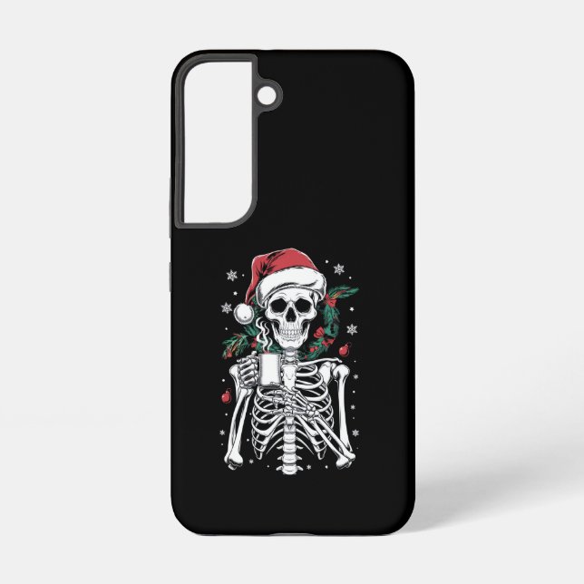 Dead Inside Skeleton Christmas Coffee Lover Gift  Samsung Galaxy S22 Case (Back)