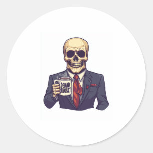 Dead Inside Skull – Funny Workday Skeleton Classic Round Sticker